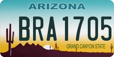 AZ license plate BRA1705