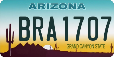 AZ license plate BRA1707