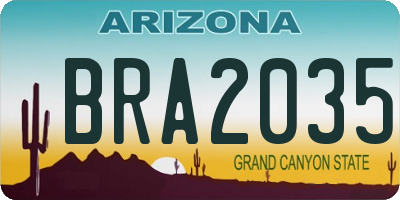 AZ license plate BRA2035