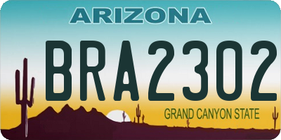 AZ license plate BRA2302