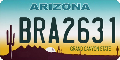 AZ license plate BRA2631