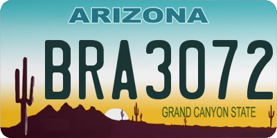 AZ license plate BRA3072