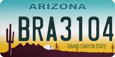 AZ license plate BRA3104
