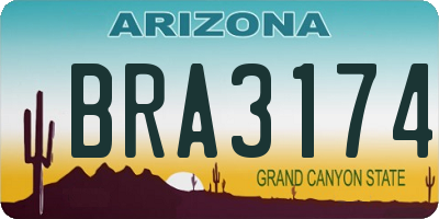AZ license plate BRA3174