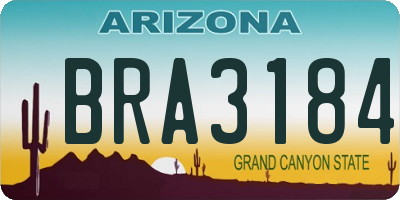 AZ license plate BRA3184