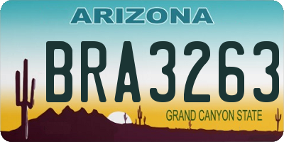 AZ license plate BRA3263