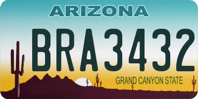 AZ license plate BRA3432