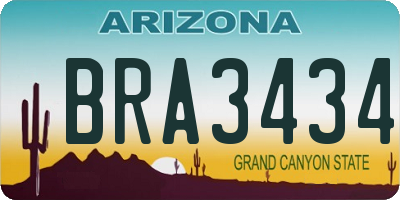 AZ license plate BRA3434