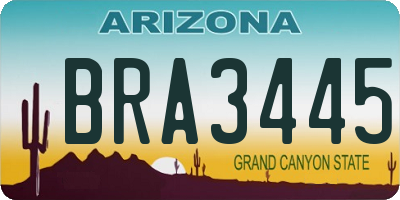 AZ license plate BRA3445
