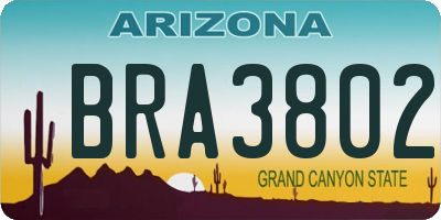 AZ license plate BRA3802
