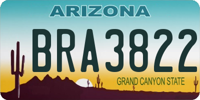 AZ license plate BRA3822