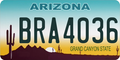 AZ license plate BRA4036