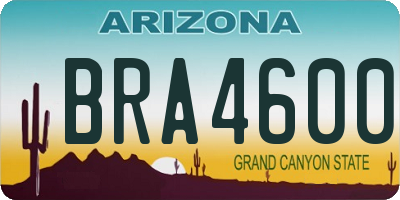 AZ license plate BRA4600
