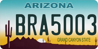 AZ license plate BRA5003