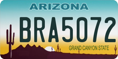AZ license plate BRA5072
