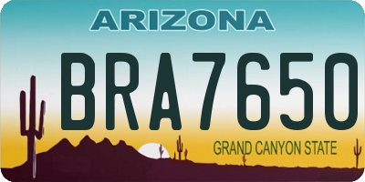 AZ license plate BRA7650
