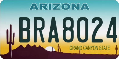 AZ license plate BRA8024