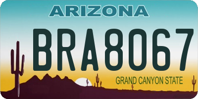 AZ license plate BRA8067