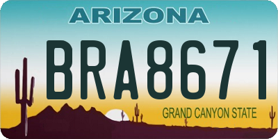 AZ license plate BRA8671