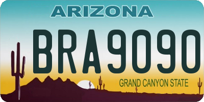 AZ license plate BRA9090