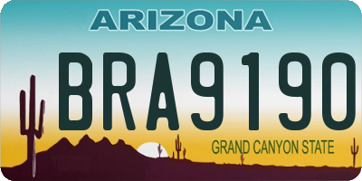 AZ license plate BRA9190