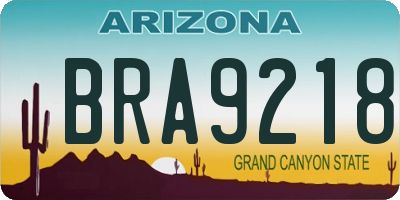 AZ license plate BRA9218