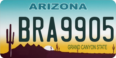 AZ license plate BRA9905