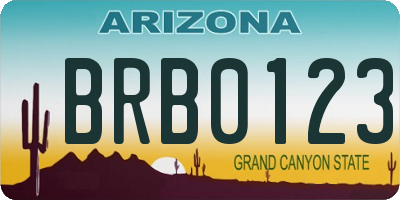 AZ license plate BRB0123
