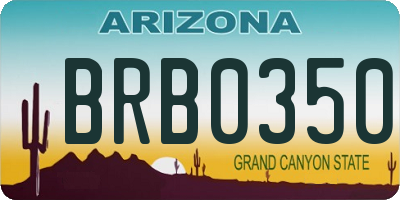 AZ license plate BRB0350