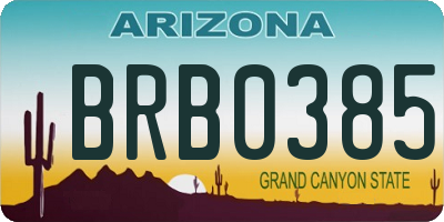 AZ license plate BRB0385