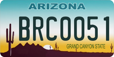 AZ license plate BRC0051