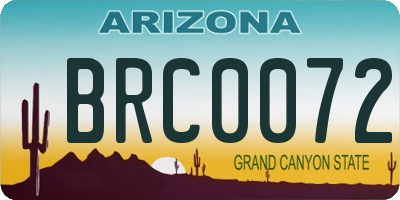 AZ license plate BRC0072