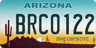 AZ license plate BRC0122