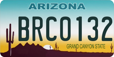 AZ license plate BRC0132