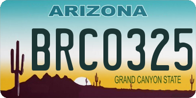 AZ license plate BRC0325