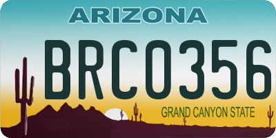AZ license plate BRC0356