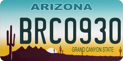 AZ license plate BRC0930