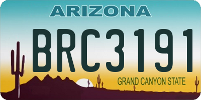 AZ license plate BRC3191