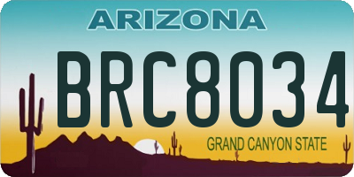 AZ license plate BRC8034