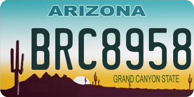 AZ license plate BRC8958