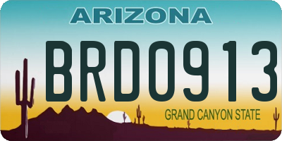 AZ license plate BRD0913