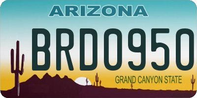 AZ license plate BRD0950