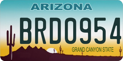 AZ license plate BRD0954