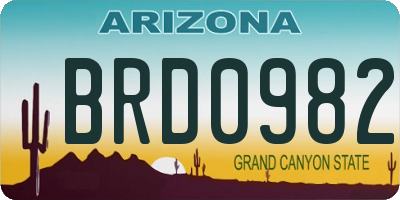 AZ license plate BRD0982