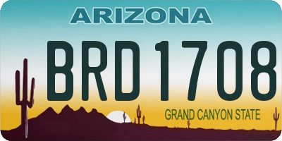 AZ license plate BRD1708