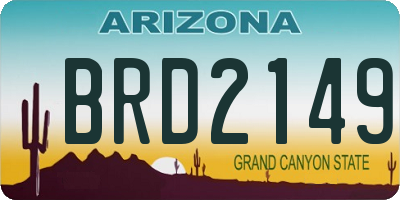 AZ license plate BRD2149