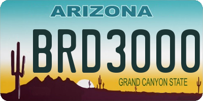 AZ license plate BRD3000