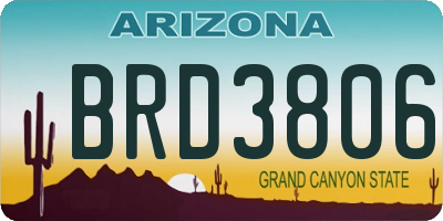 AZ license plate BRD3806