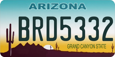 AZ license plate BRD5332