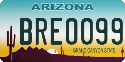 AZ license plate BRE0099